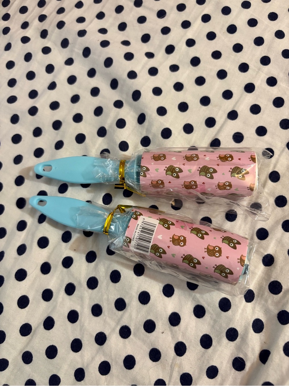 Unbranded Mini Lint Roller Variety- Blue & Pink owl print for 1 each